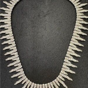 Silver Rhinestone icicles Necklace with Timeless Elegance